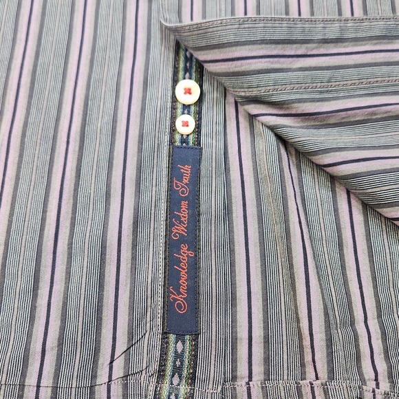Robert Graham XL Men's Button Shirt Purple Striped Flip Cuff Embroidered - Picture 4 of 6